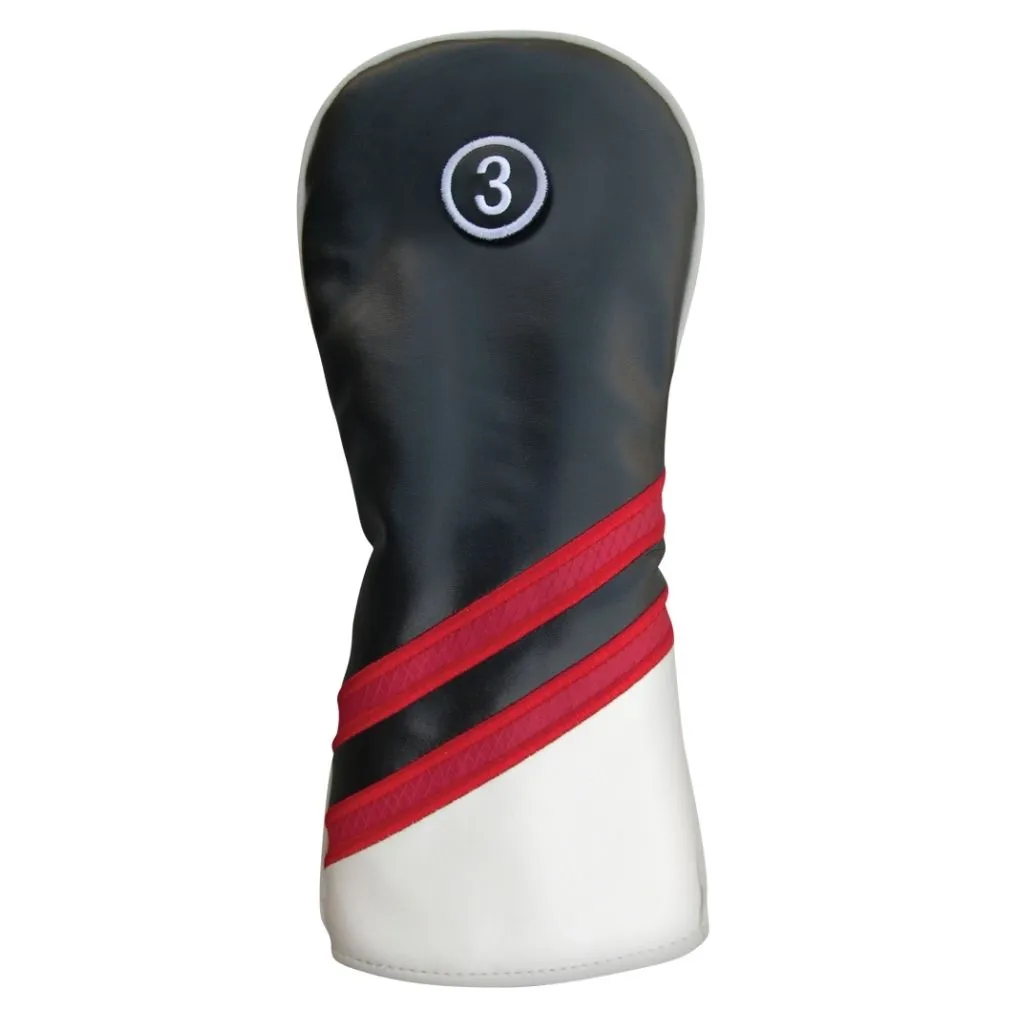 PU Leatherette Headcovers Black/Red/White - Image 3