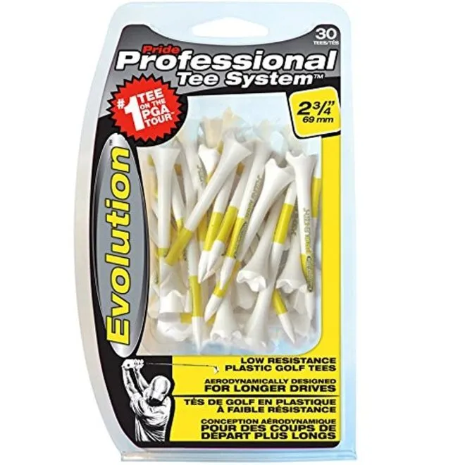 Pride Evolution PTS Plastic Golf Tees - White 30 Pack