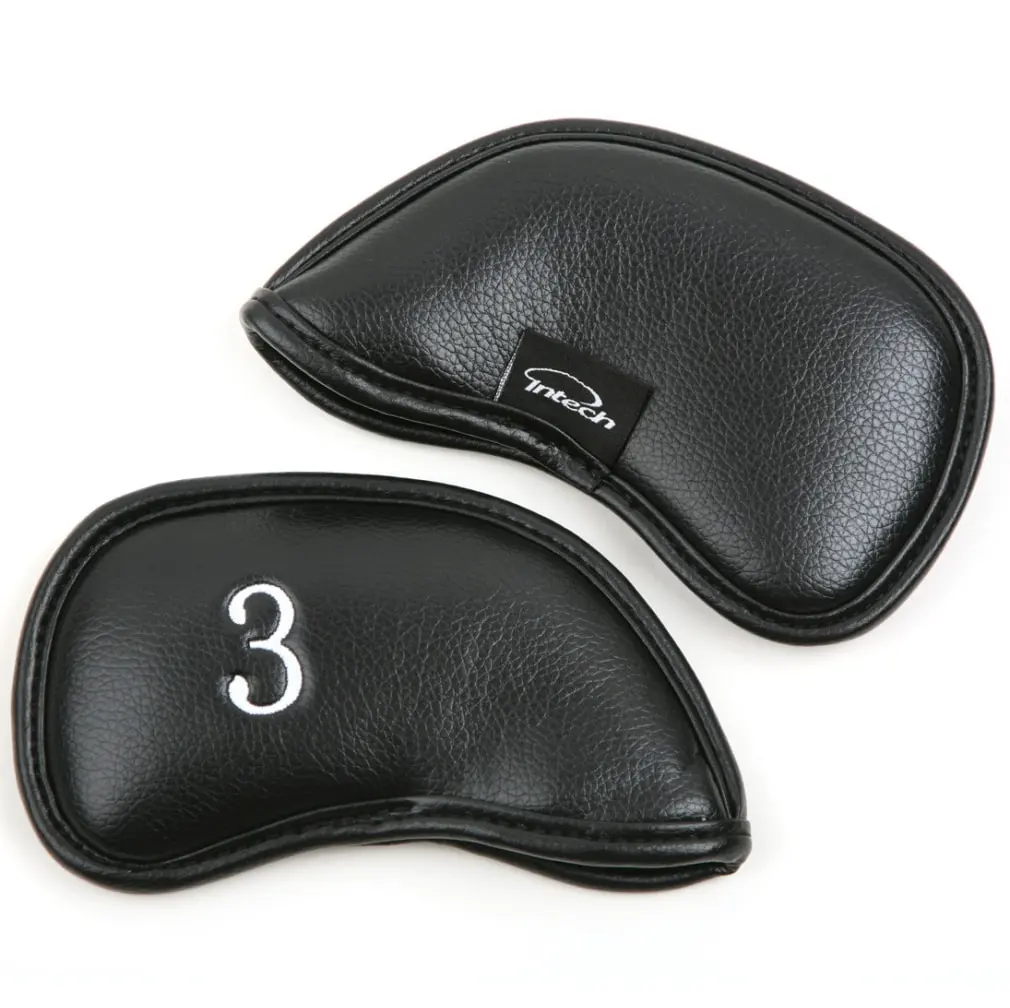 Intech Premium Synthetic Leather Golf Iron Head Covers With Magnetic Closure - Set Of 12